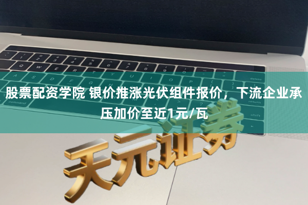 股票配资学院 银价推涨光伏组件报价，下流企业承压加价至近1元/瓦